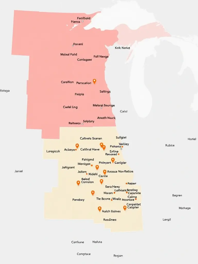 A map highlighting various investment locations across Chicagoland and the Midwest, showcasing Z Equity Group's strategic focus on key regional markets.
